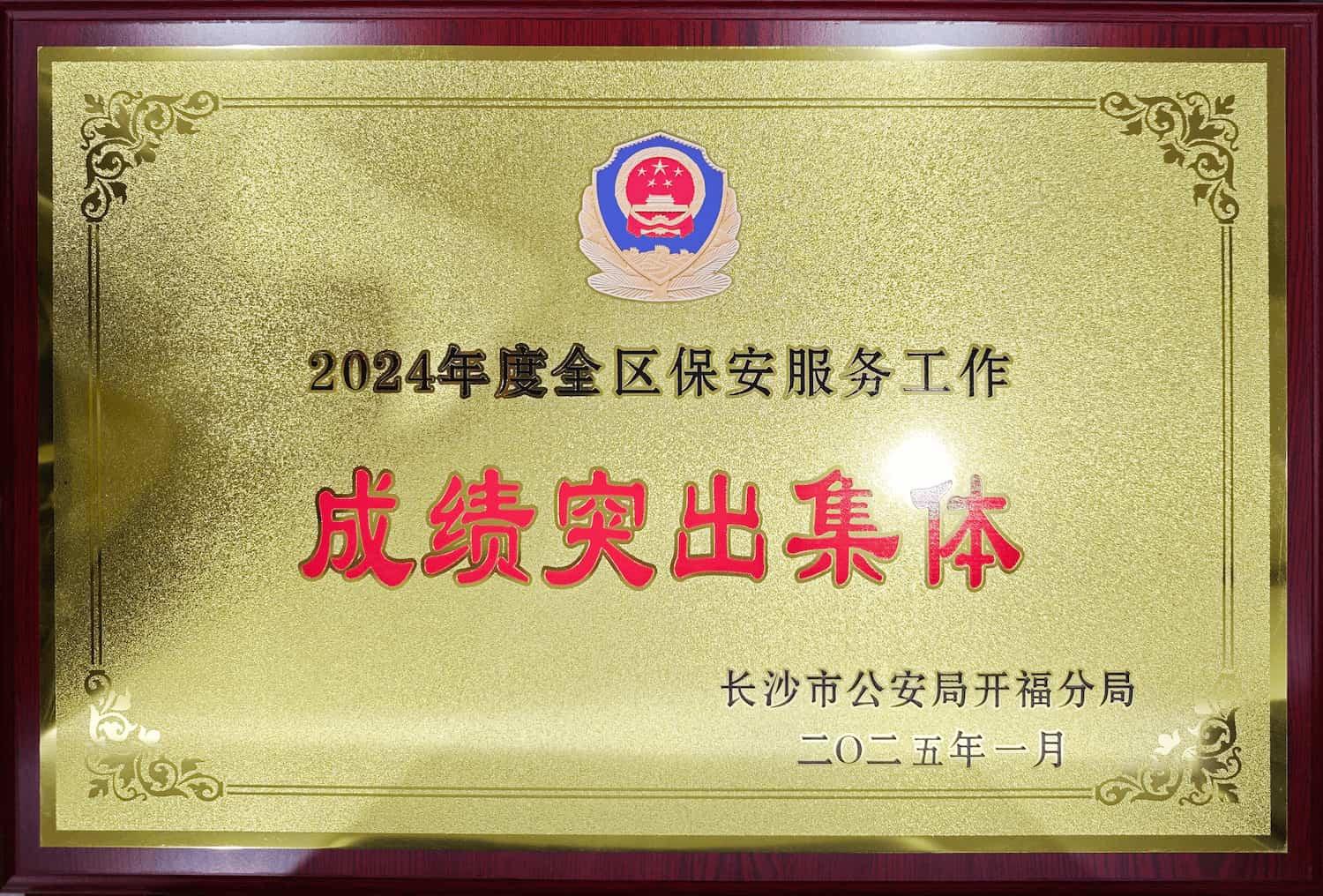 2024年度全区保安服务工作成绩突出集体